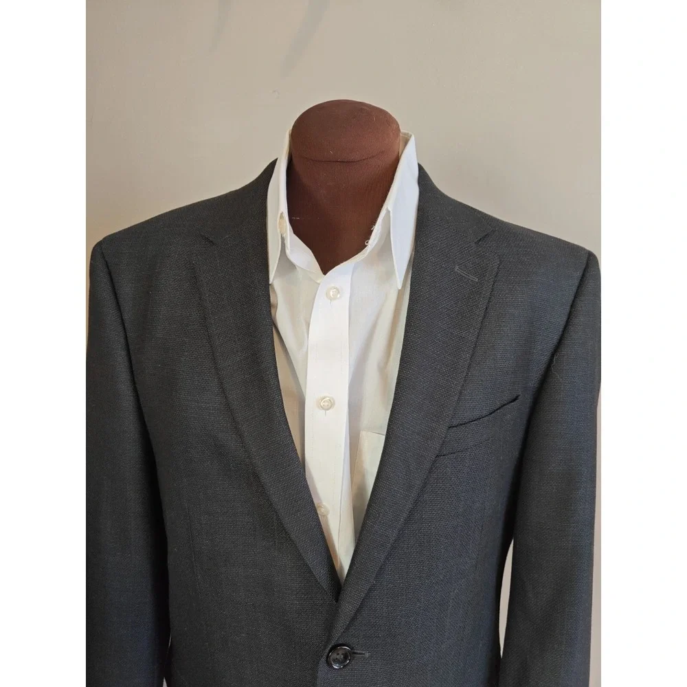 Montefino Mens Super 120s Sports Coat 42R Navy Pinstripe Hand Tailored Italy